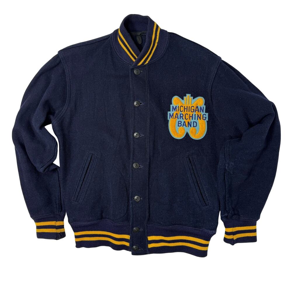 Vintage 60s Michigan Marching Band Varsity Jacket Navy Wool Union Men’s M/L